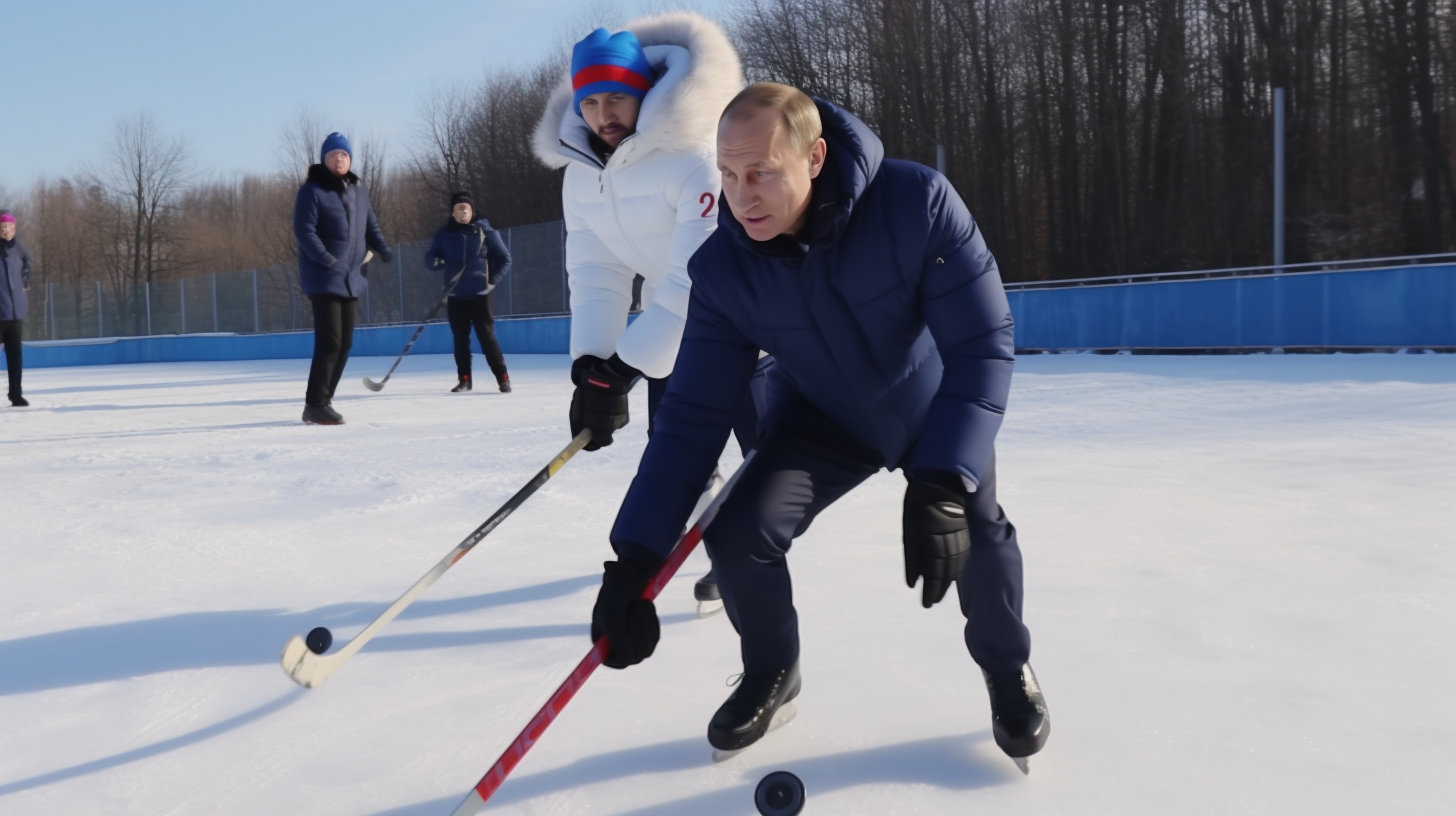 Leaders playing hockey in realistic style