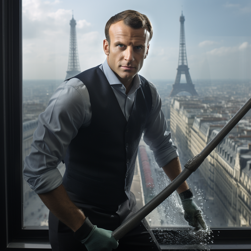 Macron window cleaner making windows shine