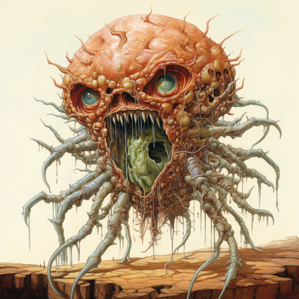 Macrophage consuming bacterium in Travis Charest style