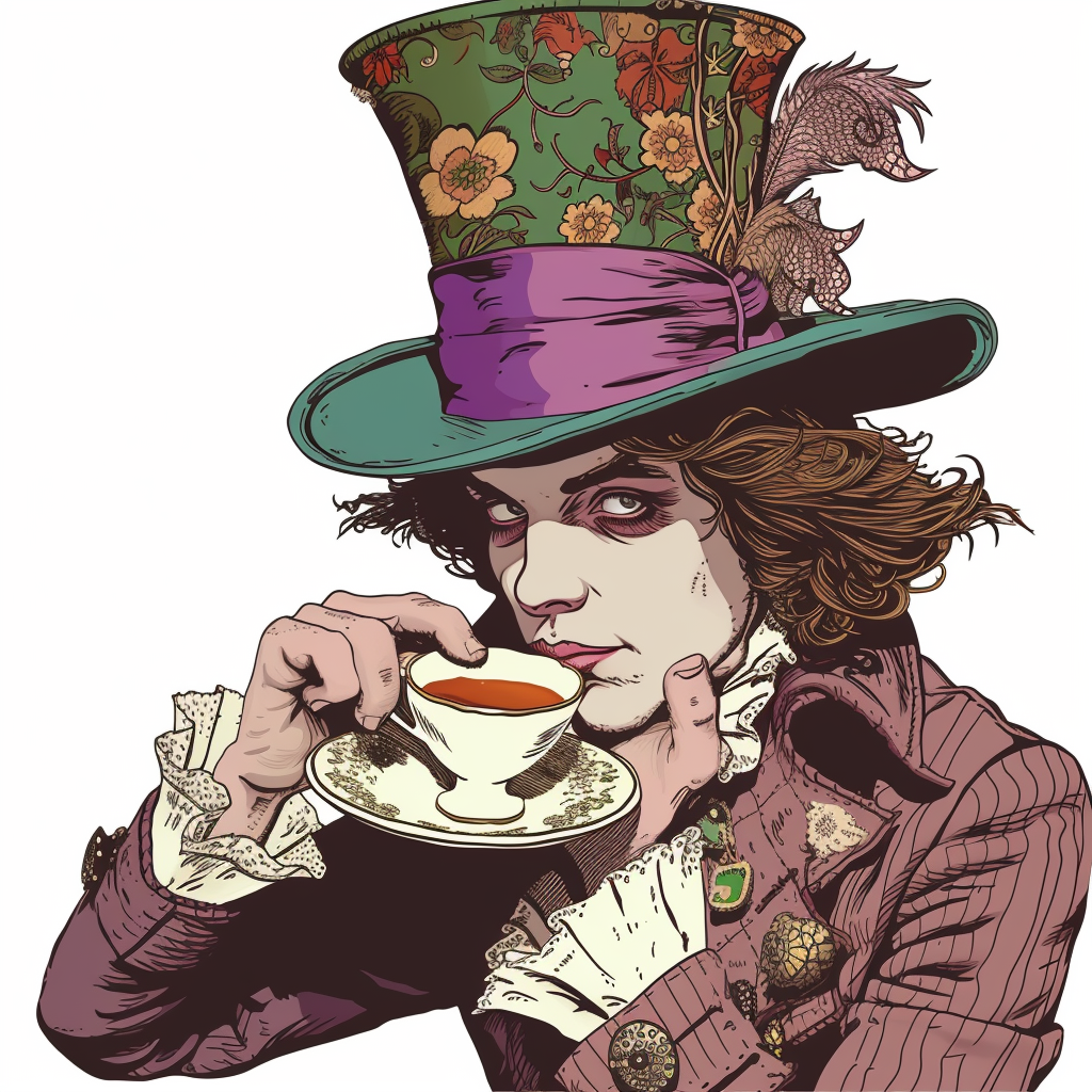 Mad Hatter Drinking Tea Image