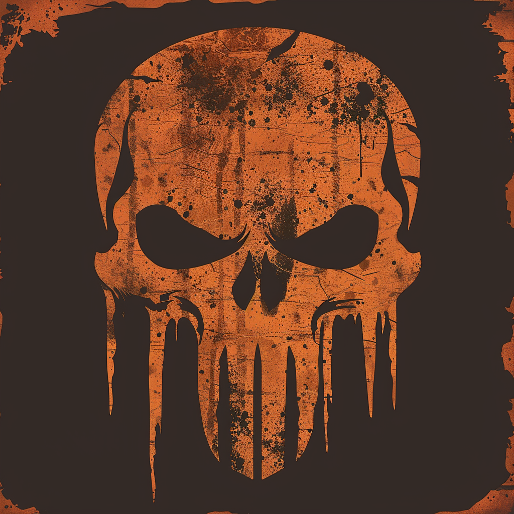 Rusty war skull logo design