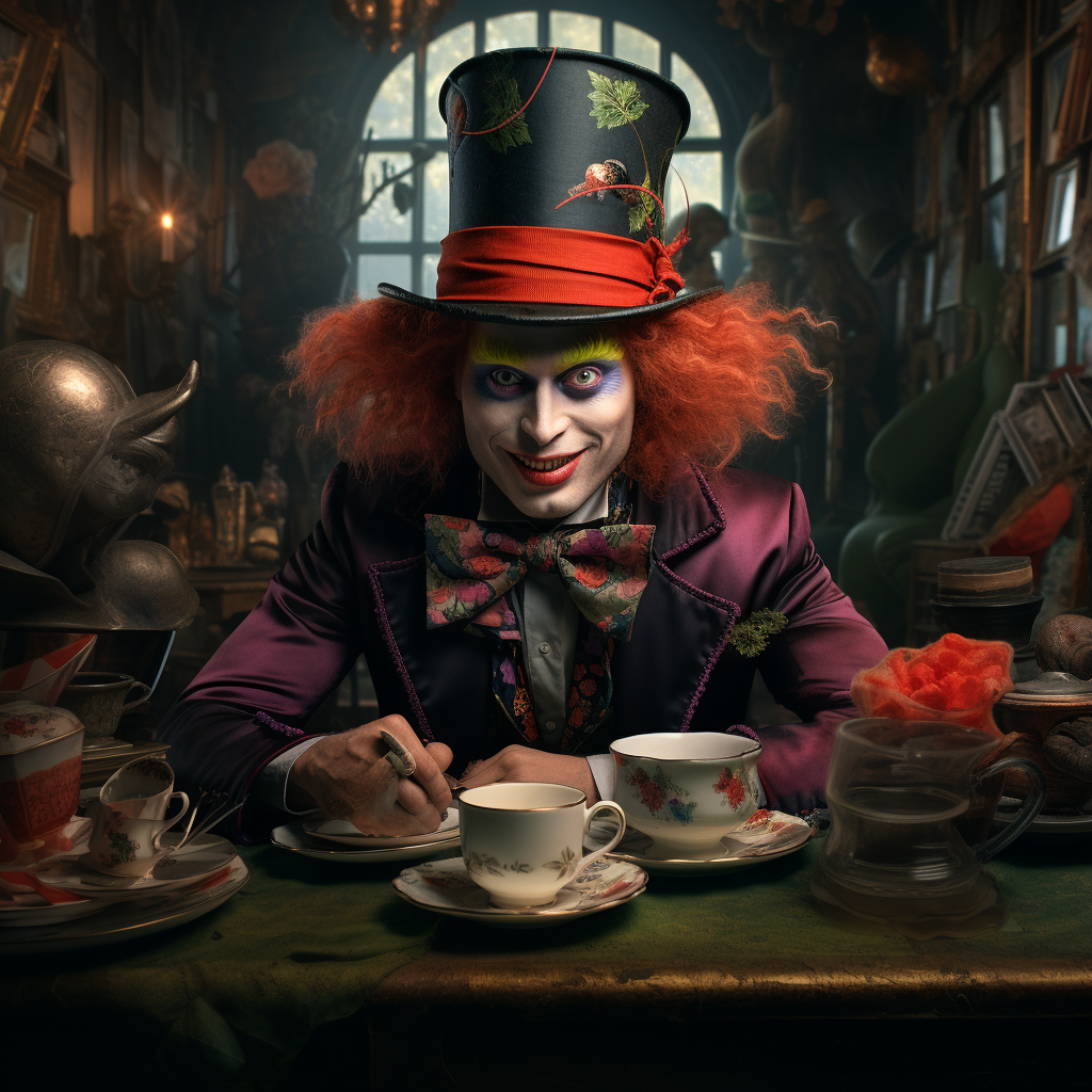 Smiling mad hatter illustration