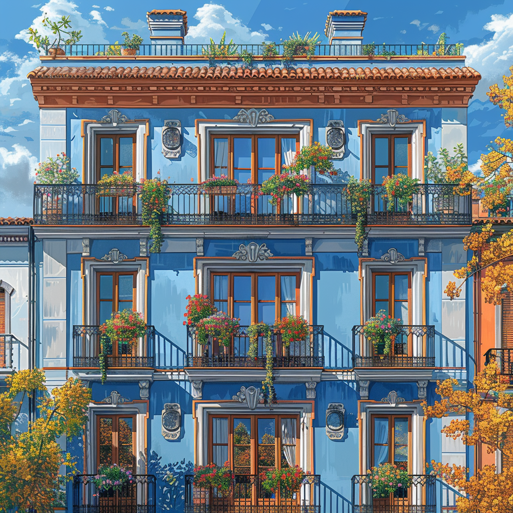 Madrid classic building shawls illustration