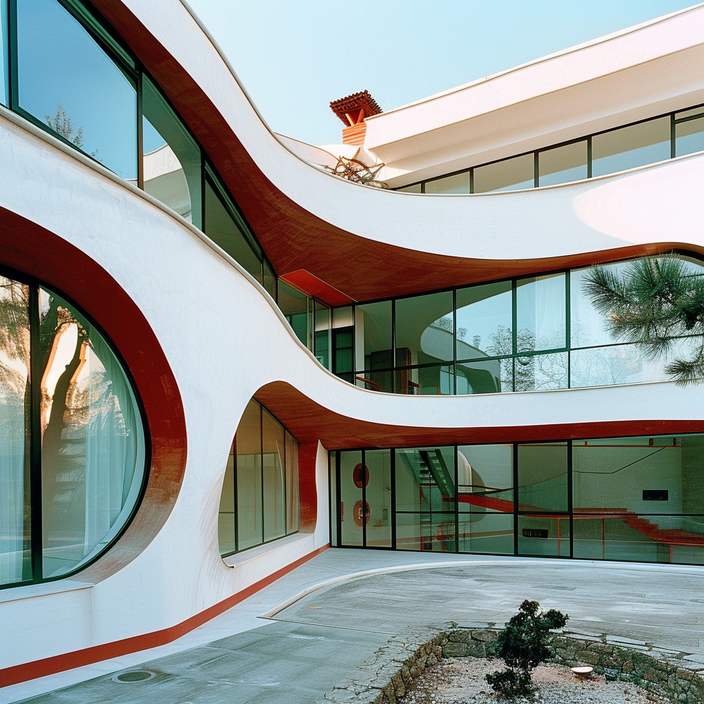 White and red building in Madrid