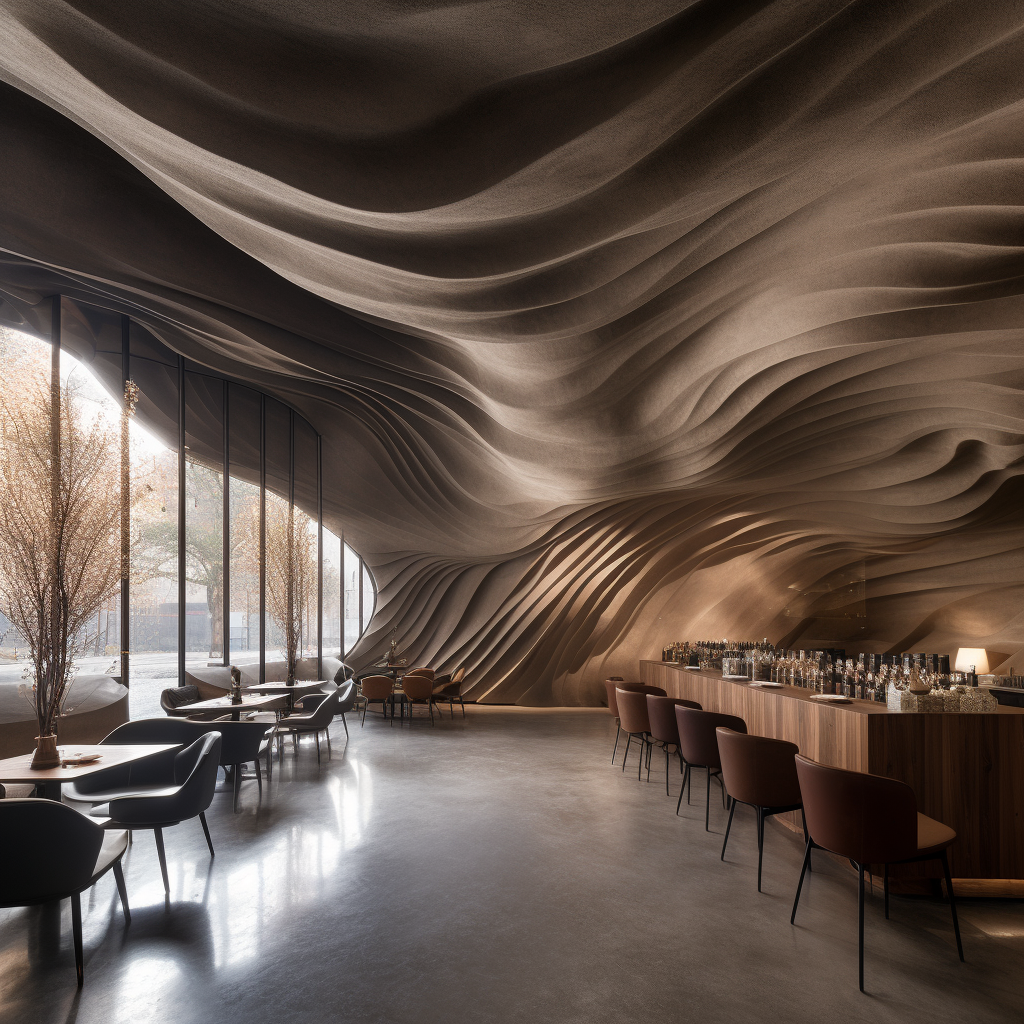 Madrid restaurant with organic concrete waves