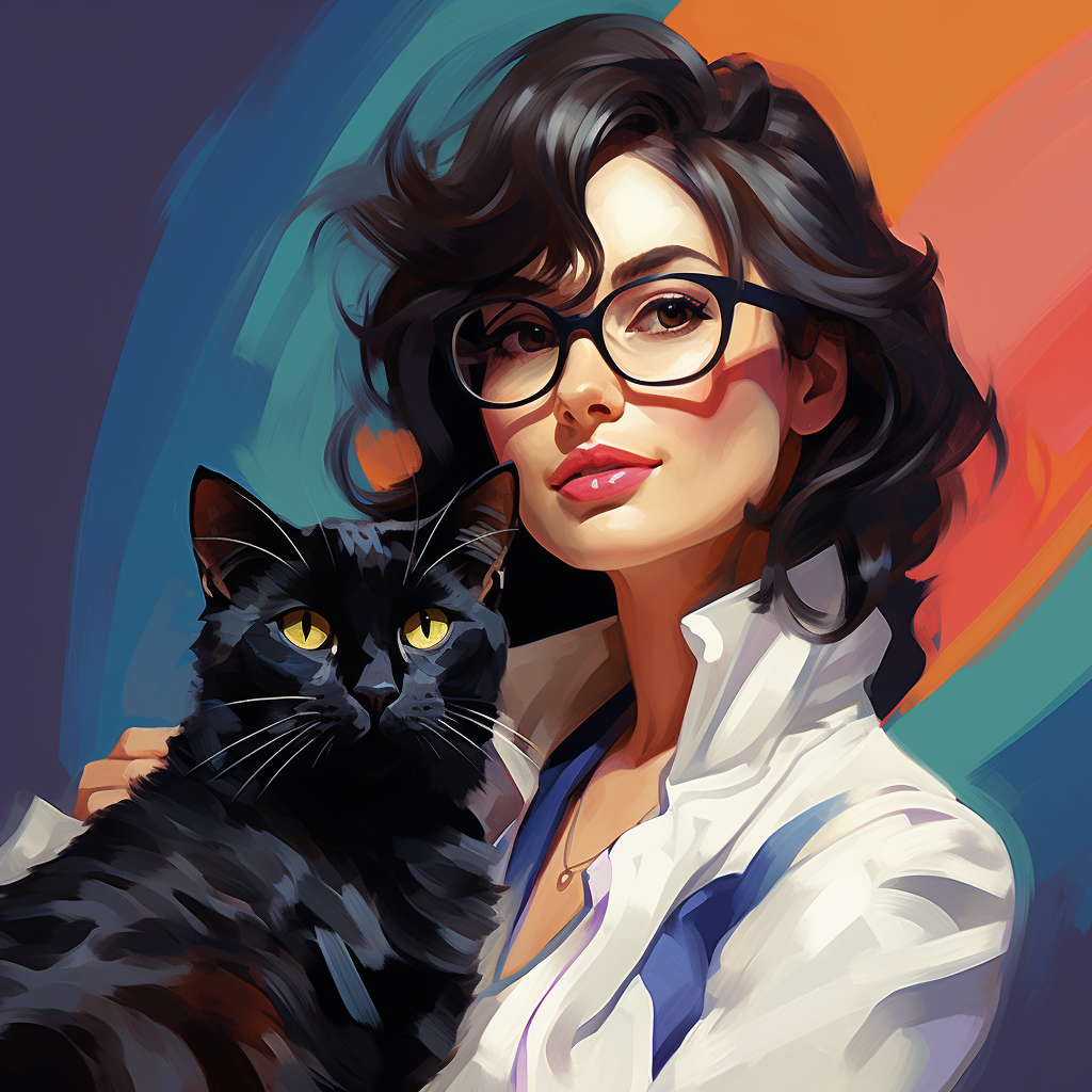 Female veterinarian hero with cat sidekick