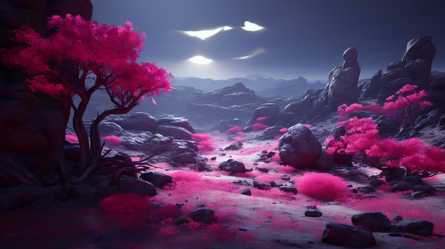 Stunning magenta fantasy landscape image