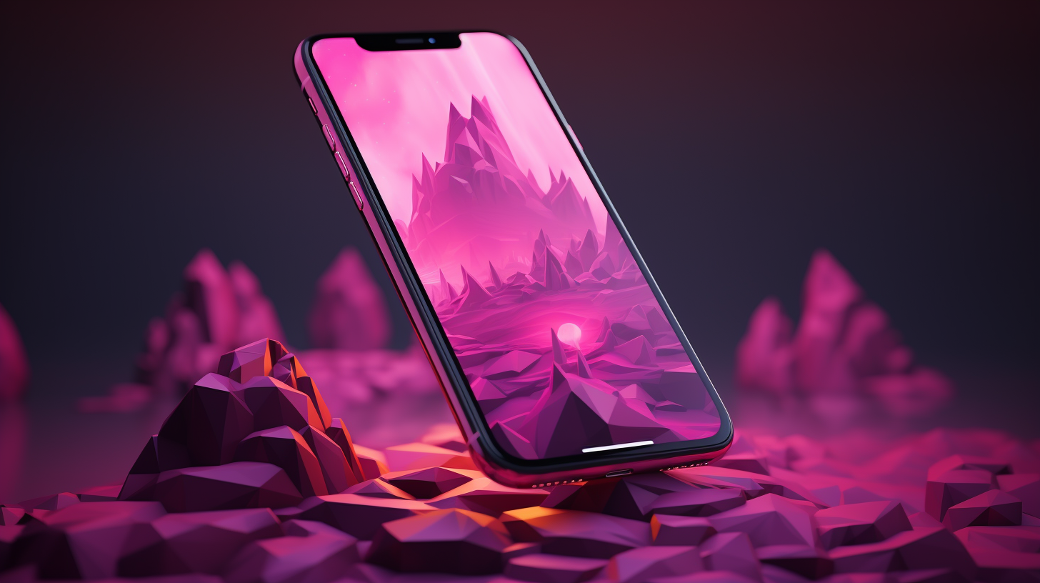 Magenta mobile game with low-poly graphics