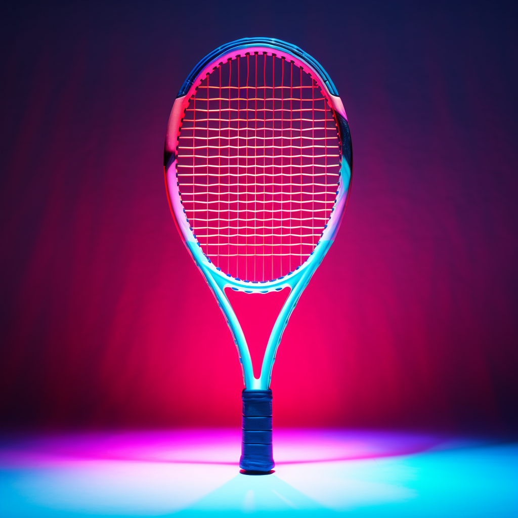 Vibrant magenta and neon blue tennis racket