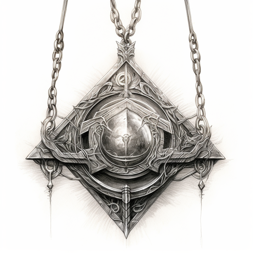 Magic amulet with runes sketch