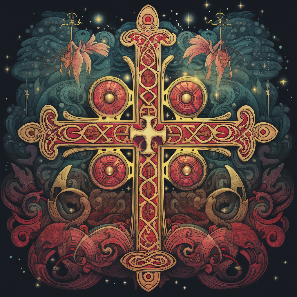 Powerful magic cross symbolizes unity and guidance.