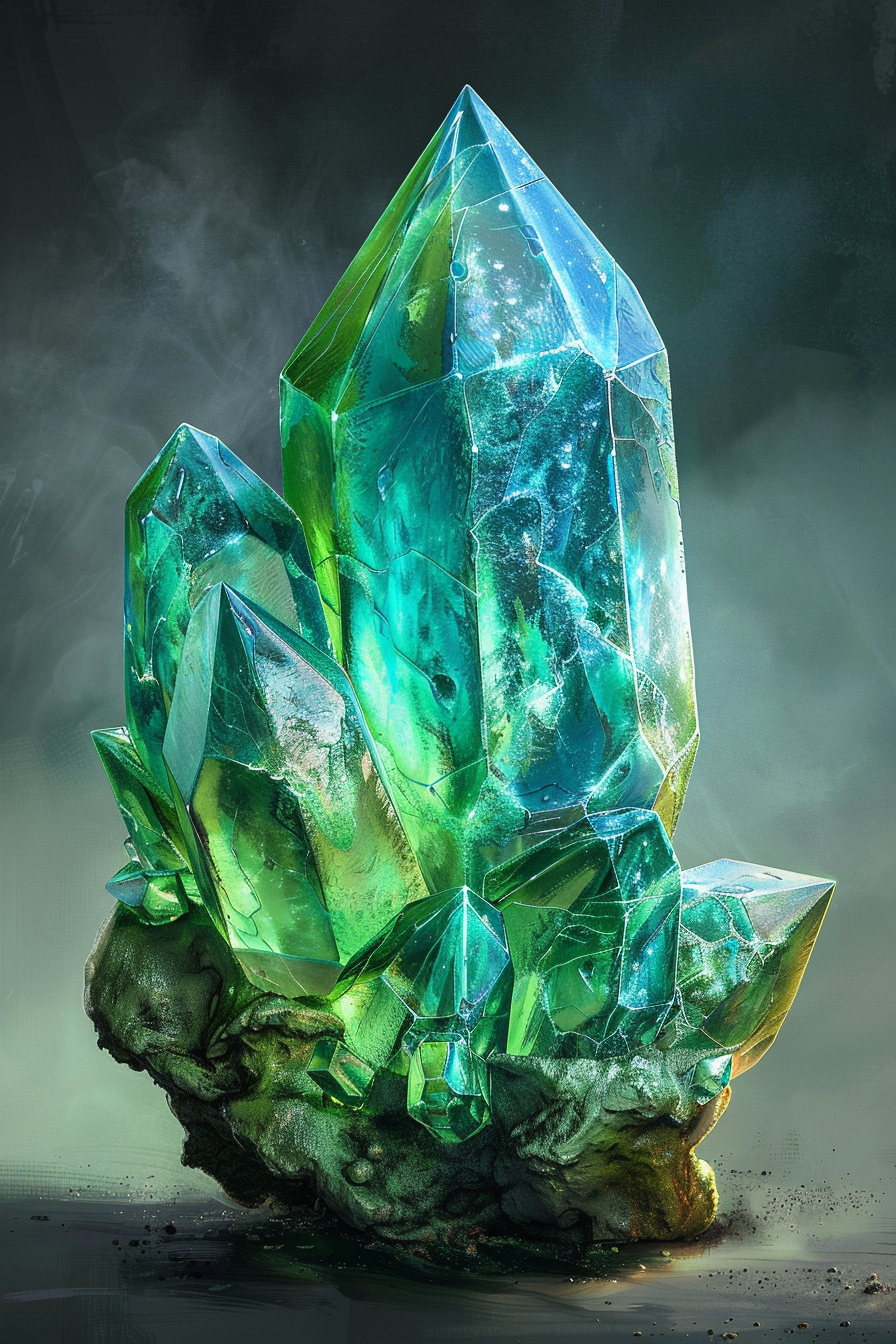 magic green blue sculpted crystal