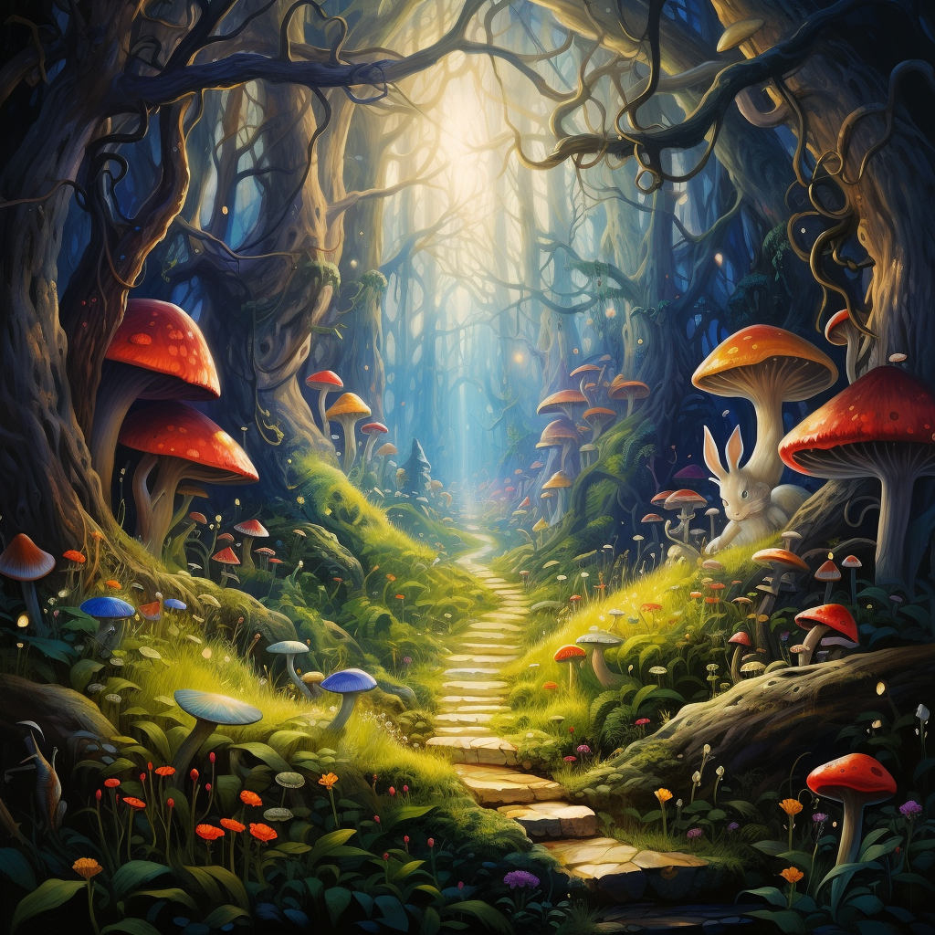 Dreamy magic forest with royal colors