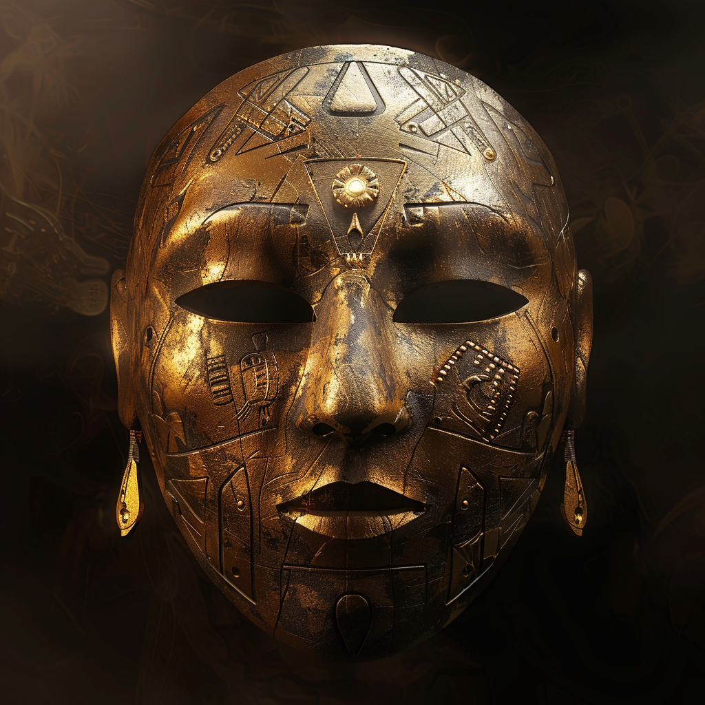 Ancient symbols on golden mask