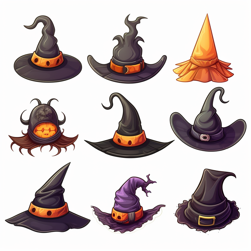 Colorful and Fun Halloween Magic Hat Cartoon Set