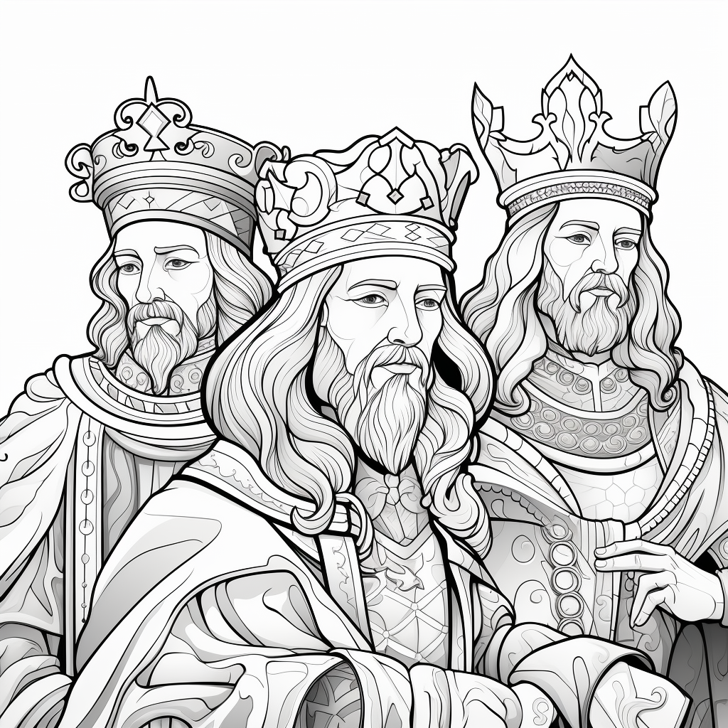 Three Magic Kings Gifts Coloring Page