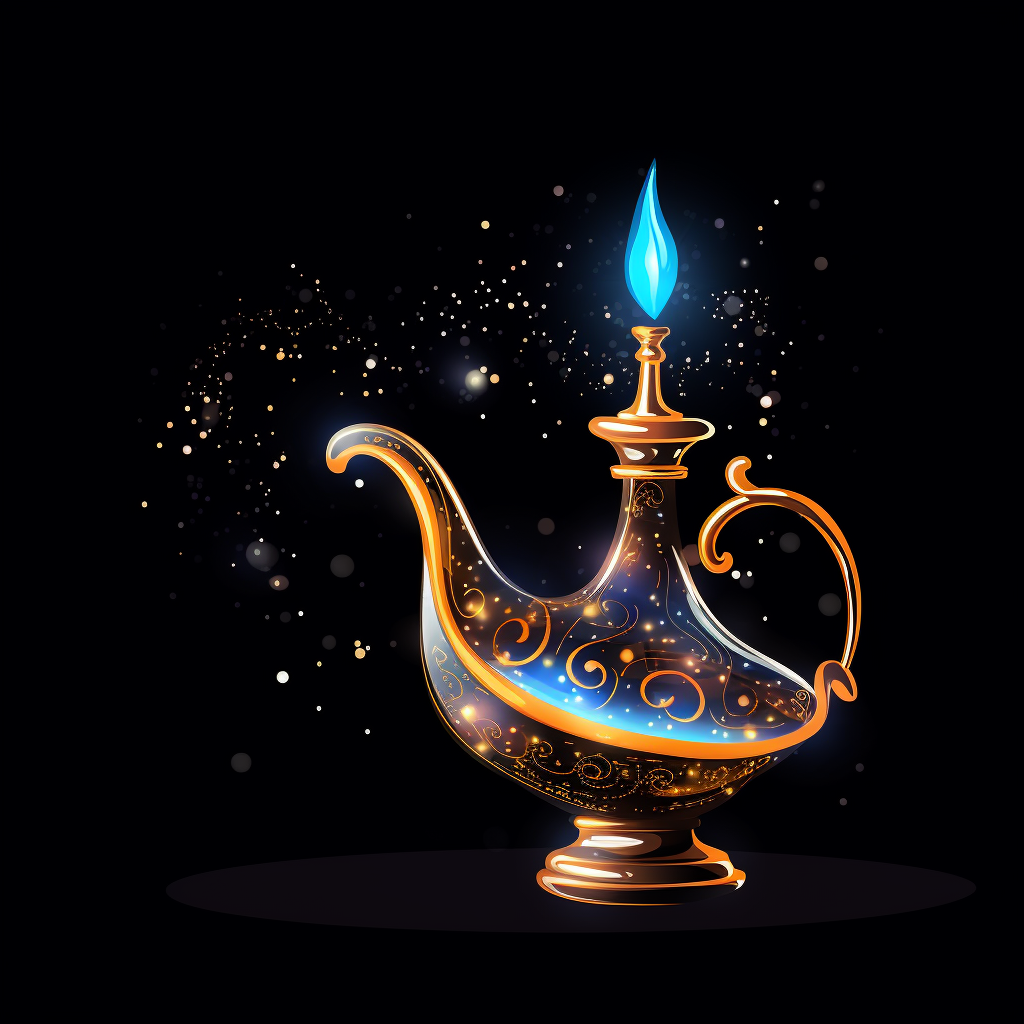 Simple magic lamp on black background