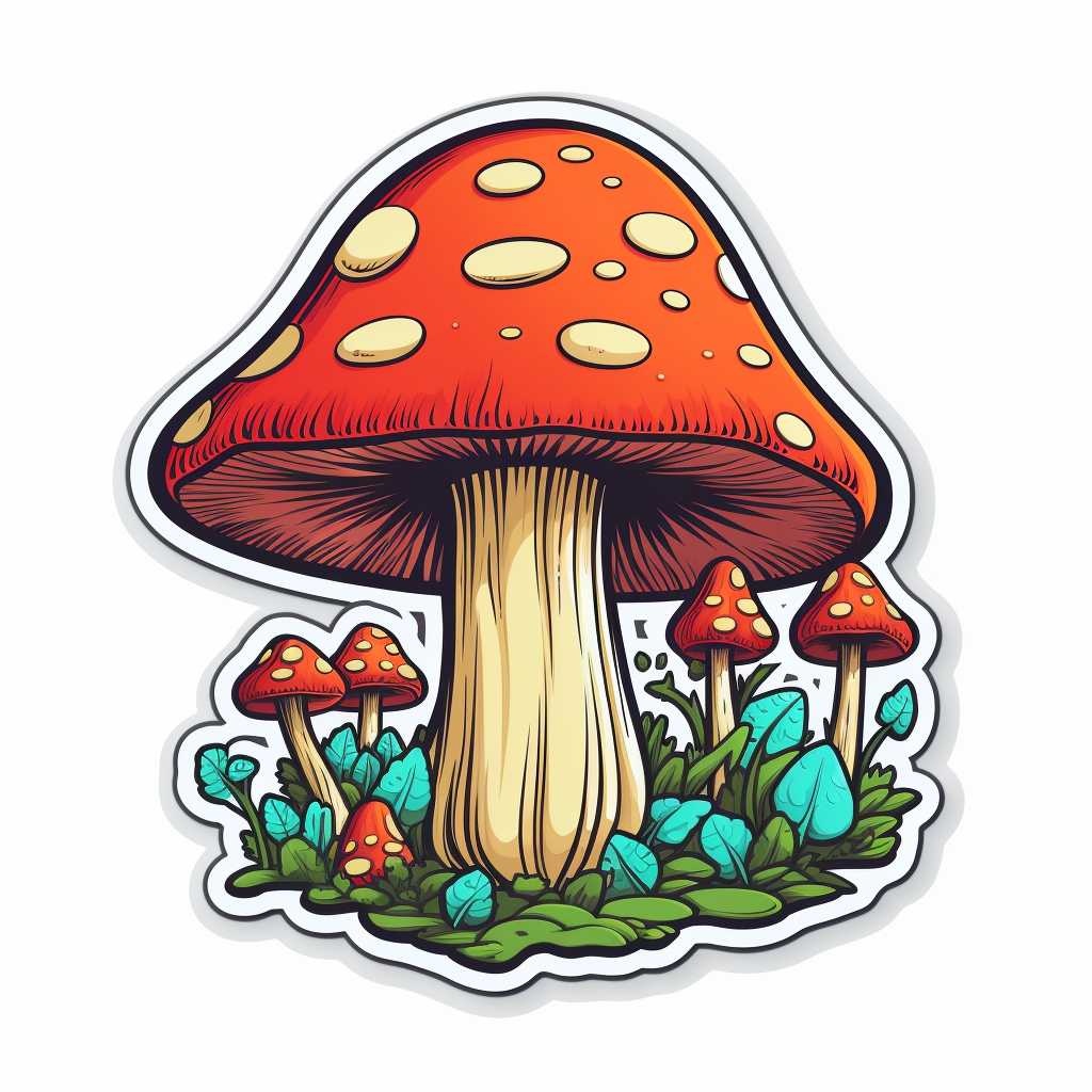 Clean outline magic mushroom pop culture sticker