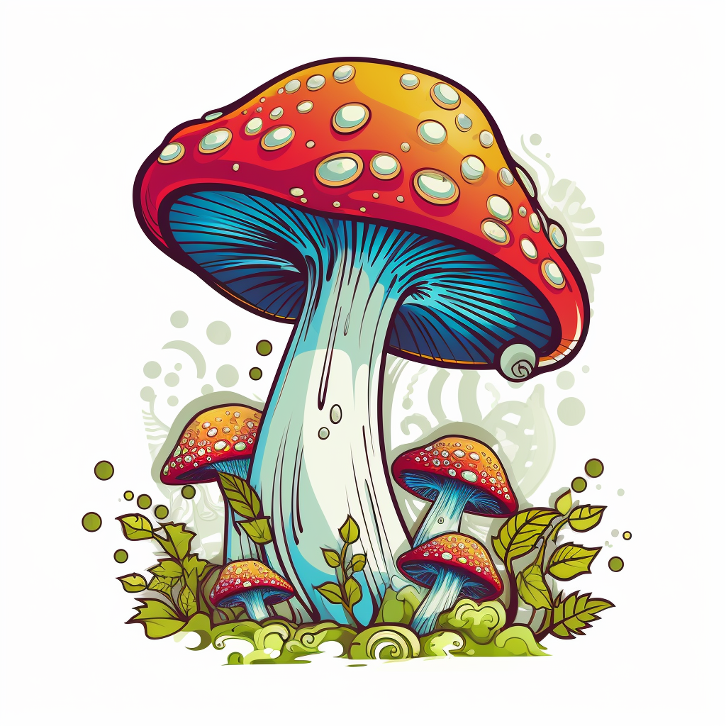 Illustration of a Magical Mushroom on a White Background