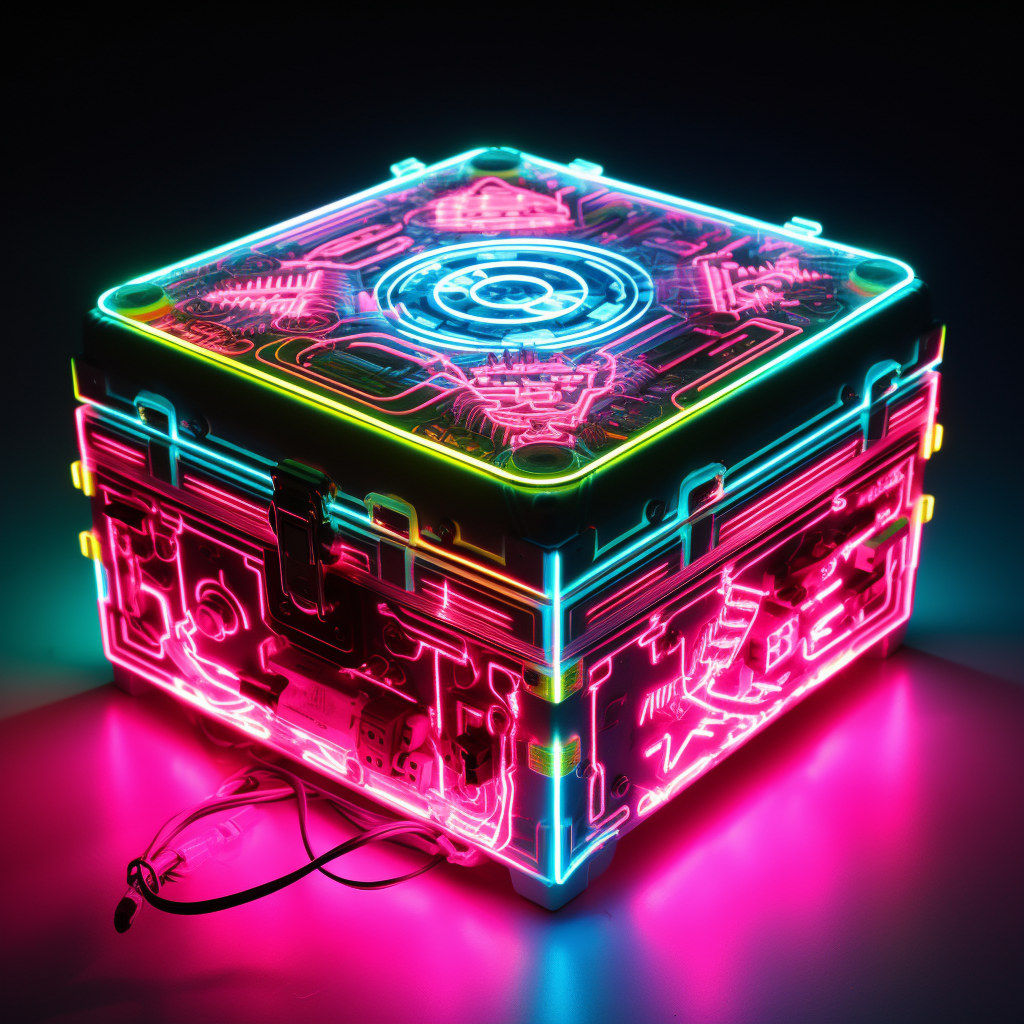 Neon light cyber punk gift box