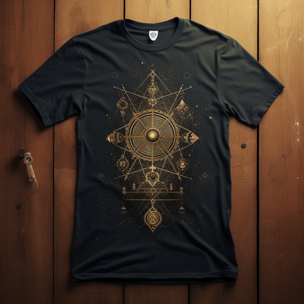 Mysterious magic runes and symbols on T-shirt