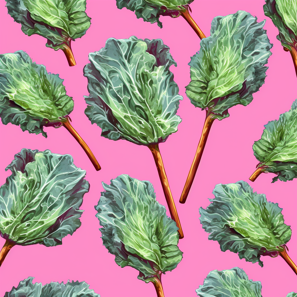 Pink background lettuce pattern in van gogh style