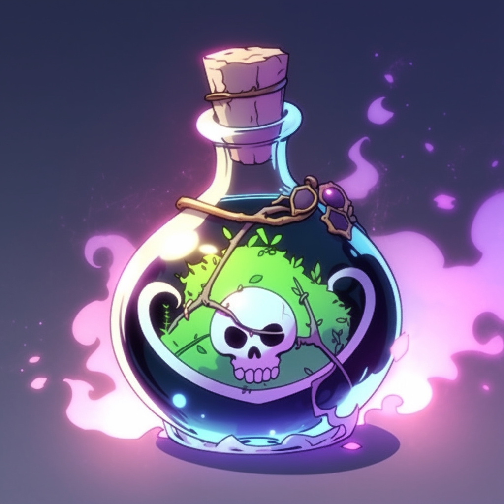 Illustration of magic poison potion on table