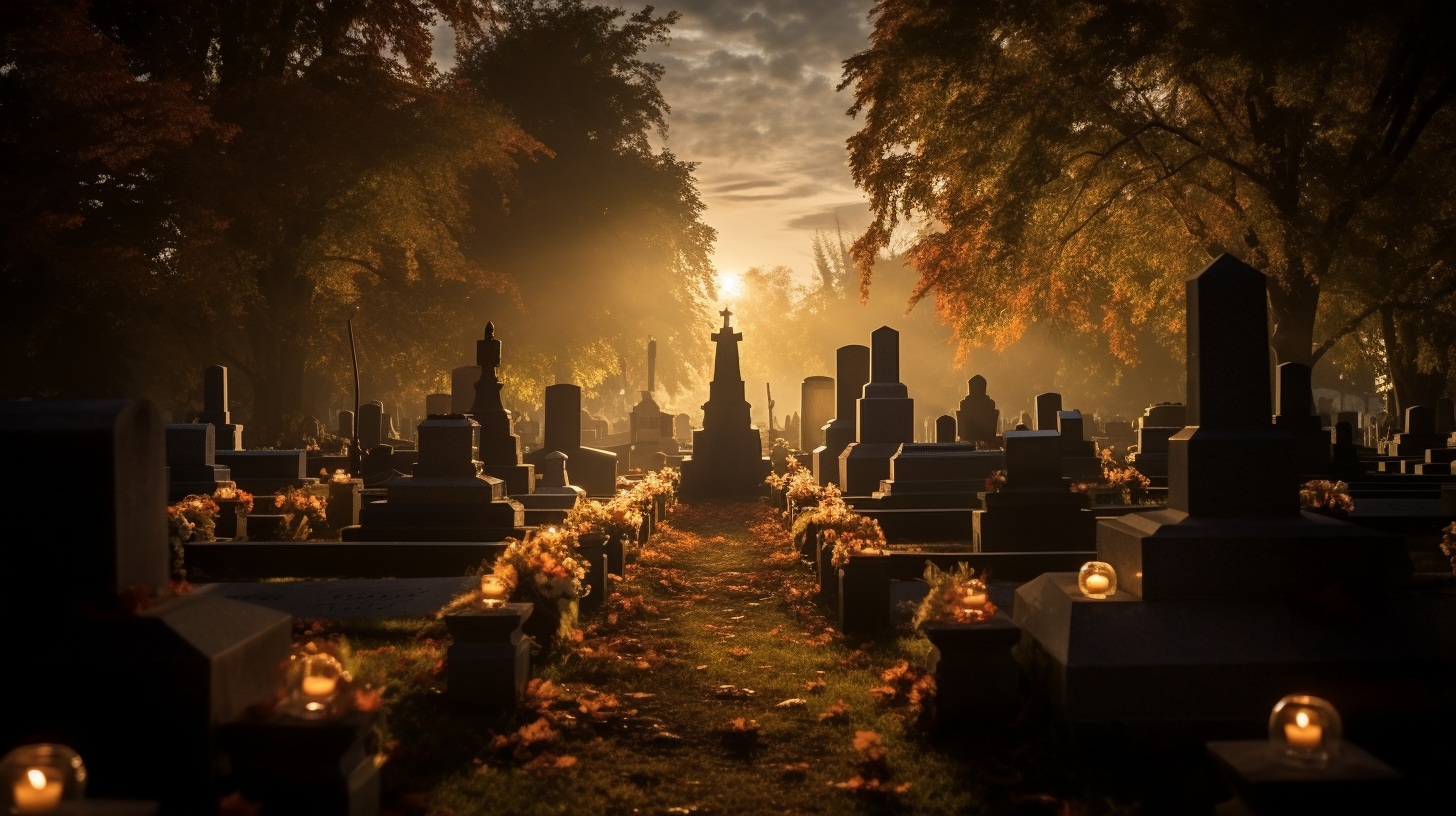 Simple white candle votives in cemetery