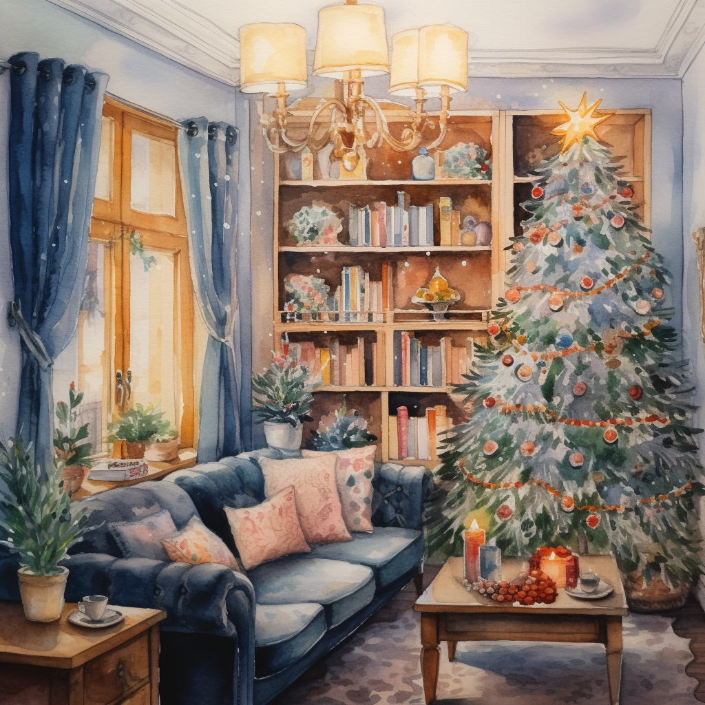 Festive Christmas living room with decorations