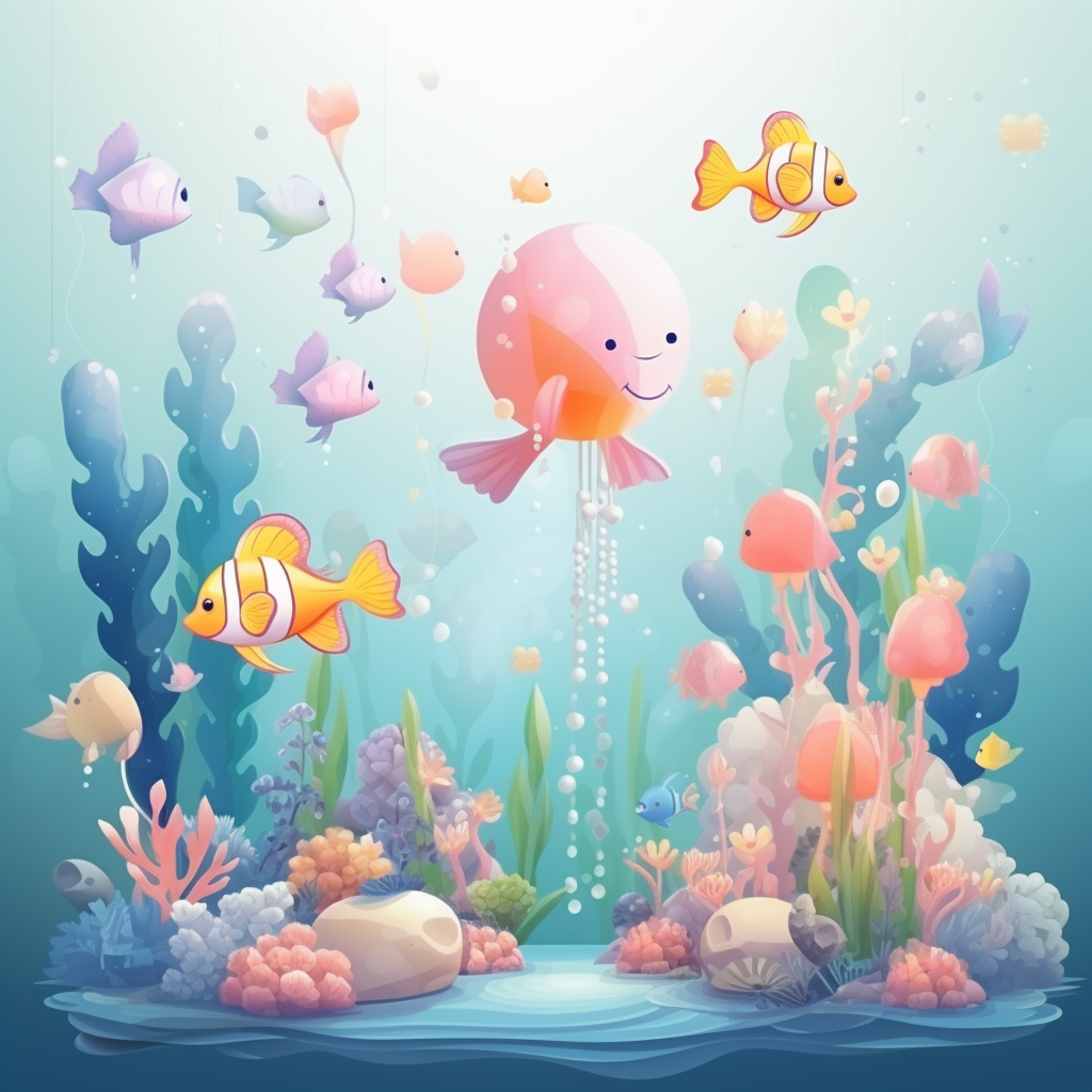 Illustration of a magical underwater landscape