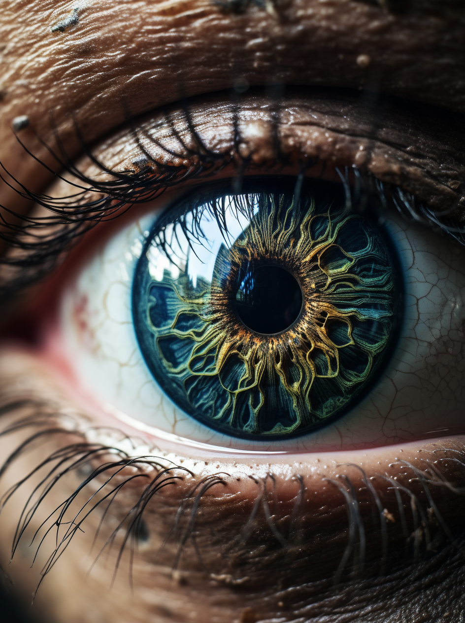 Close-up of Nordic God Reflected in Fantasy Eye