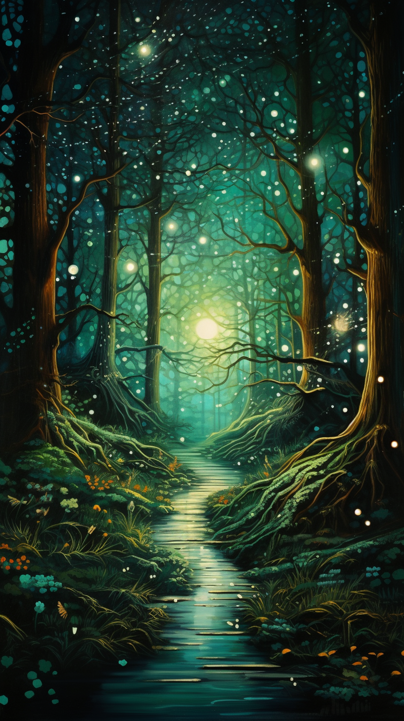 Captivating Abstract Painting in Magical Forest