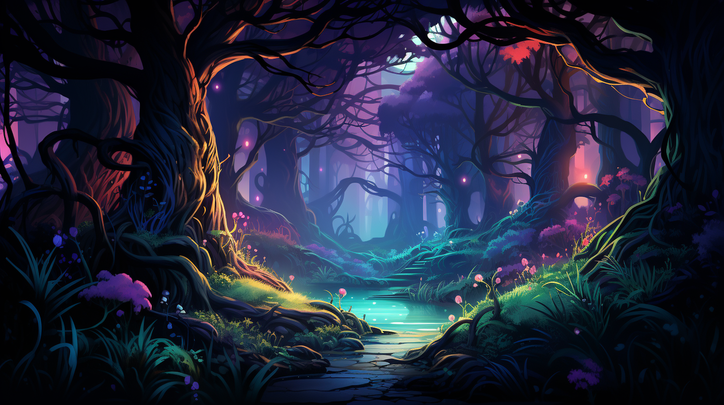 Forest Wallpaper with Gradients Path