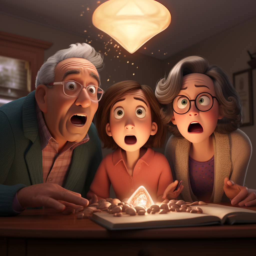 Mimi's parents amazed by magical gem