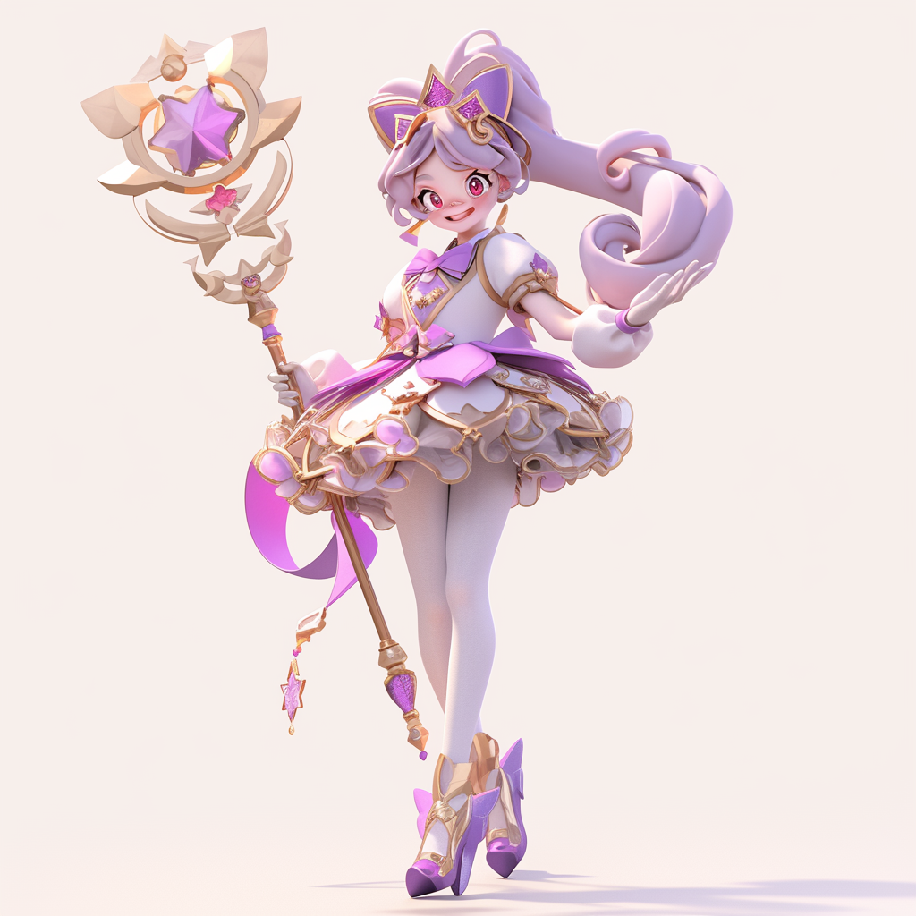 Magical princess with purple, white, and gold colors