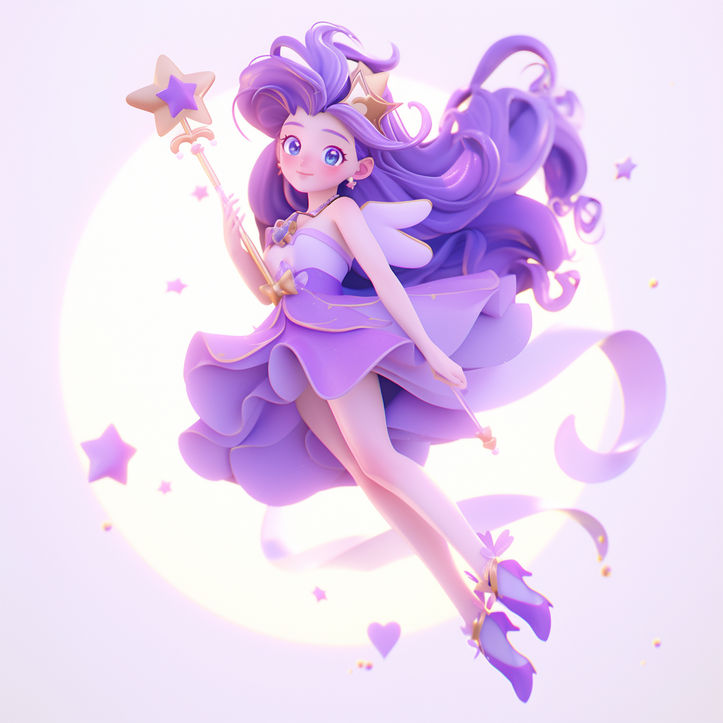 Magical princess with purple hair