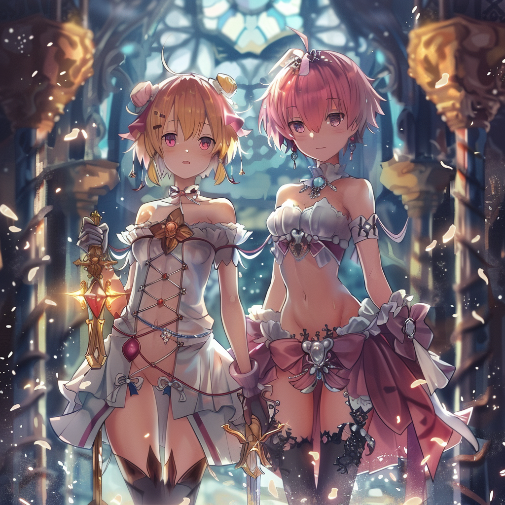 Two Magical Girls Anime Fantasy