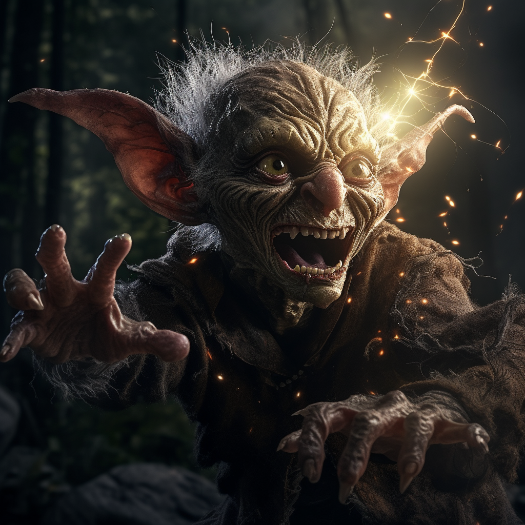 Dark fantasy goblin with magical powers