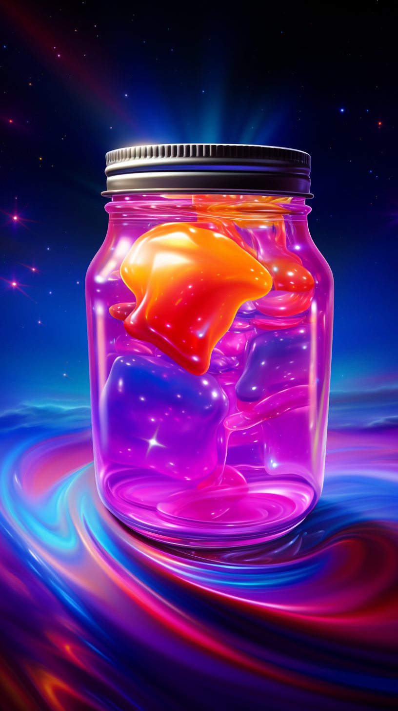 Colorful psychedelic jelly jar