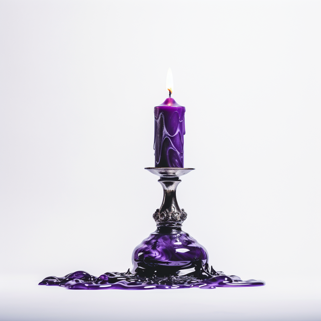 Purple candle on white background