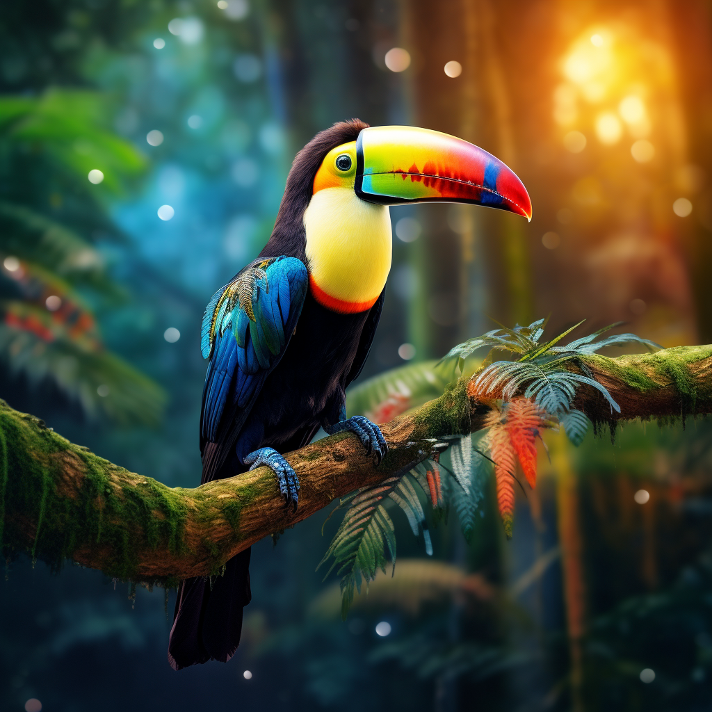 Beautiful toucan perched on a tree