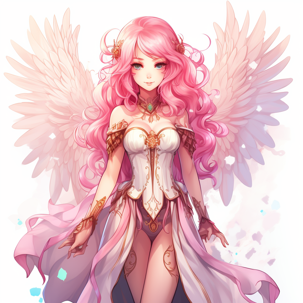 Beautiful magical angel with pink hair