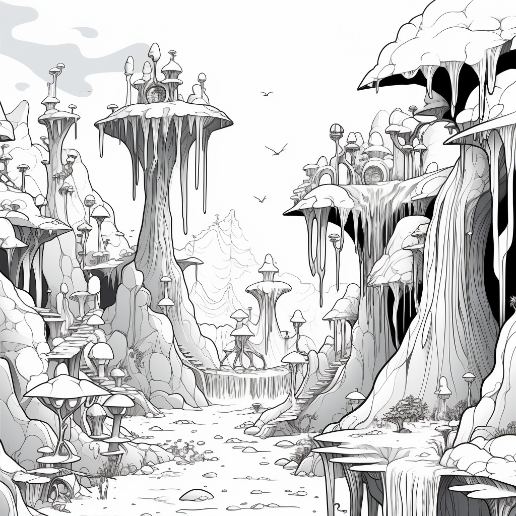 Witches exploring magical canyon waterfalls