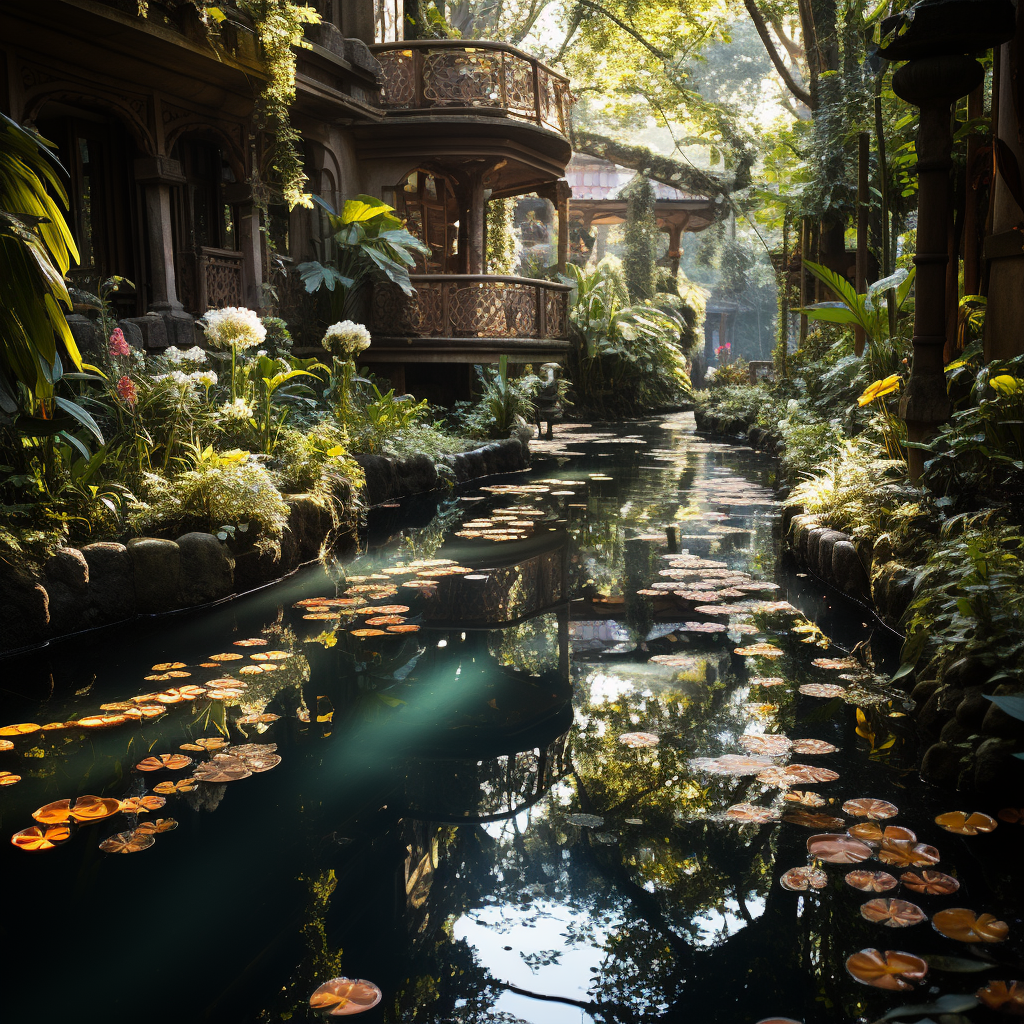 Beautiful garden surrounded by nature