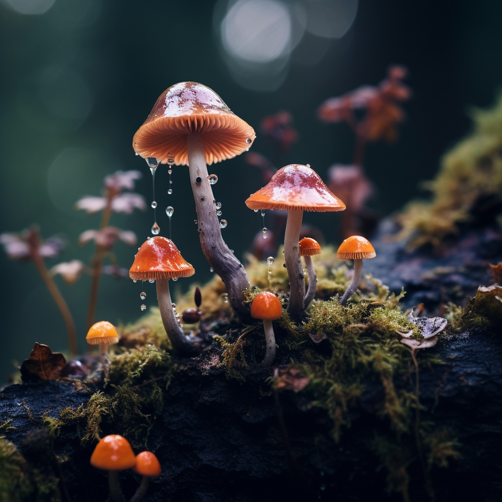 Beautiful Top-Down View of Magical Mushrooms