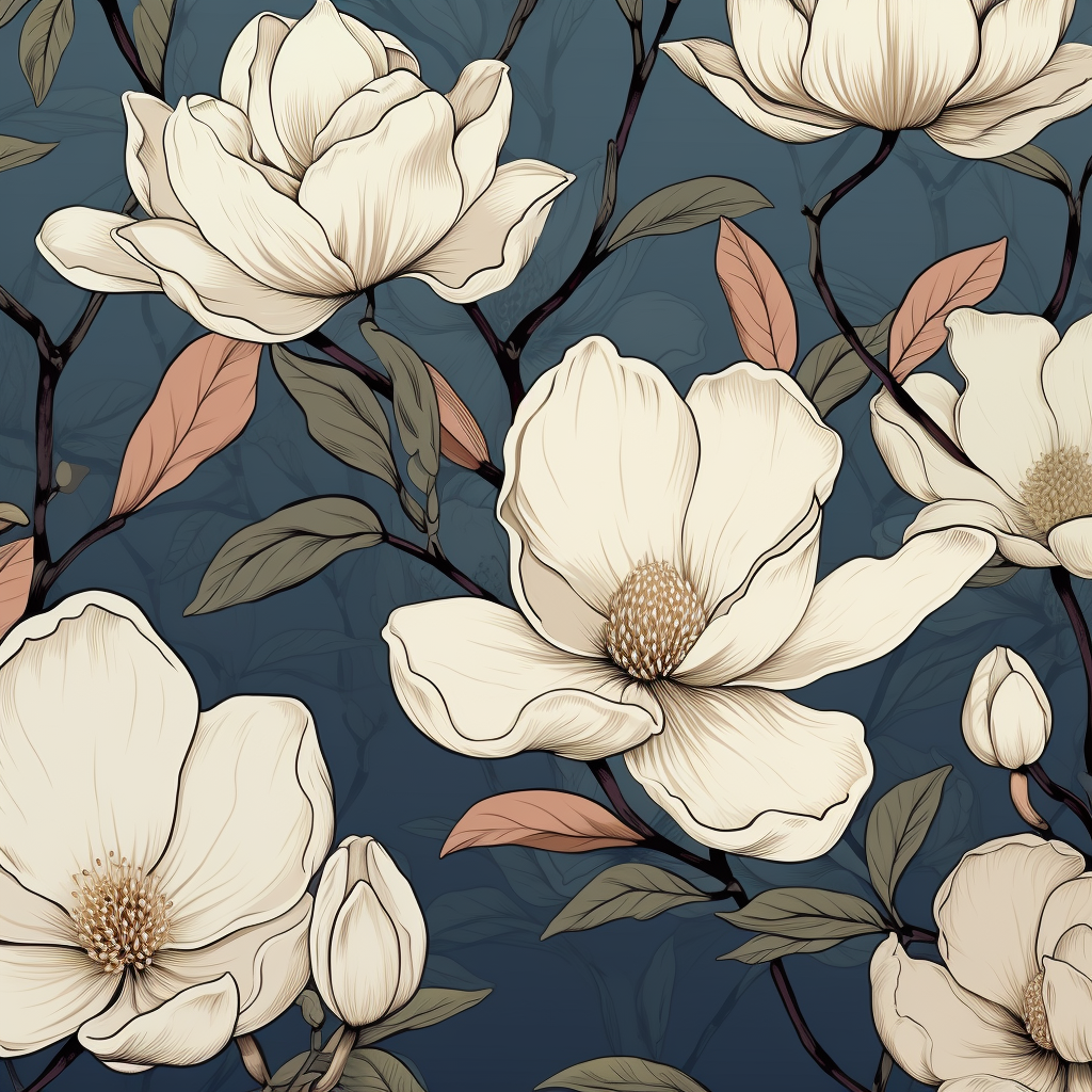 Magnolia Blossom on Sweet Tea Pearl Sage Background