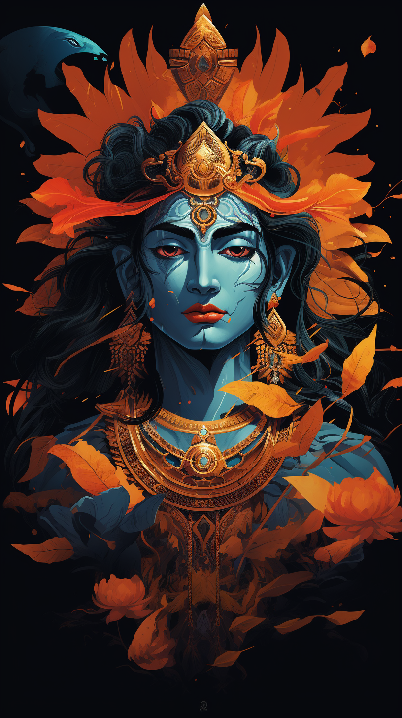 Mahabharata in orange and blue