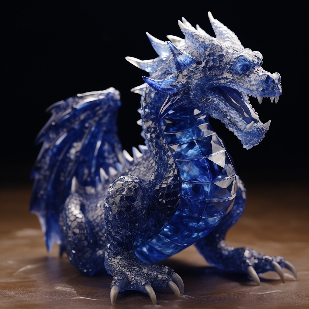 Beautiful sapphire-carved dragon artwork