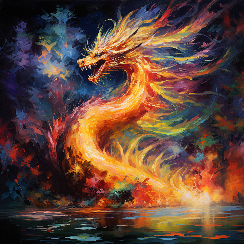 Majestic dragon in impressionism style