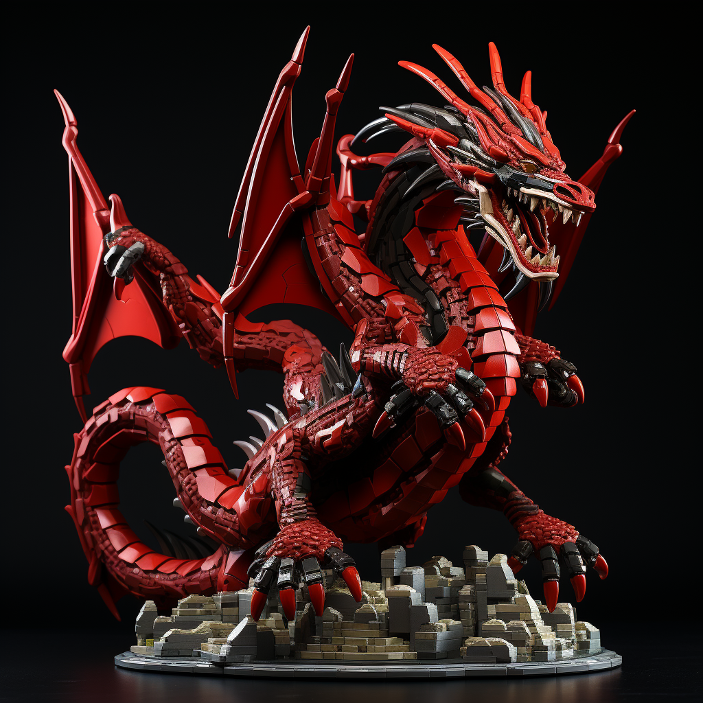 Majestic Dragon Serpent with Red Scales